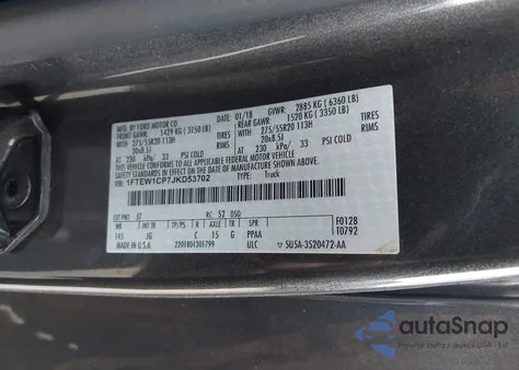 2018 Ford F-150 Xl из США, поврежденный, VIN 1FTEW1CP7JKD53702